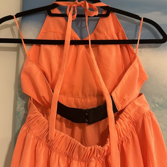 BB Dakota Lunette Neon Coral Halter Dress - Picture 6 of 7